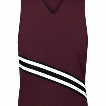 Burgundy V-Neck Tank Top with Striped Diagonal Band
