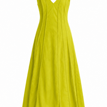 Chartreuse Sleeveless V-Neck Midi Dress
