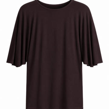 Dark Brown Oversized Short-Sleeve T-Shirt with Crew Neck