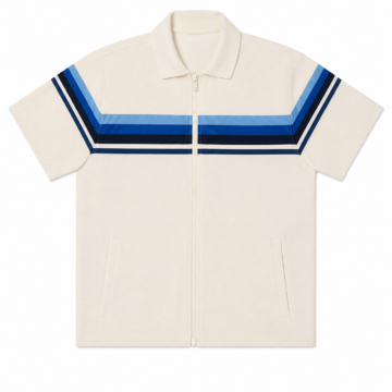 Off-White Chevron Stripe Short Sleeve Zip Shirt