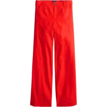 Red Wide Straight-Leg Button-Fly Trousers