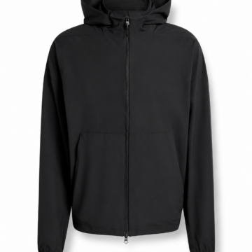 Black Relaxed Fit Zip-Up Hooded Jacket