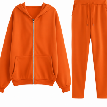 Orange Relaxed Fit Two-Piece Tracksuit Set