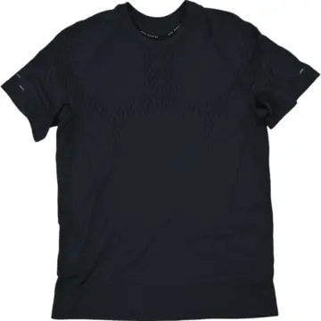 Black Textured Crew Neck T-Shirt with Reflective Accents