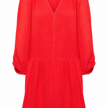 Red Ribbed Knit Long Sleeve Mini Dress
